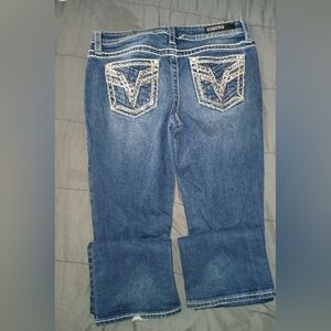 Vigoss Women's Dark Blue Boot Cut Jeans with Embroidered Pockets Size 5/6